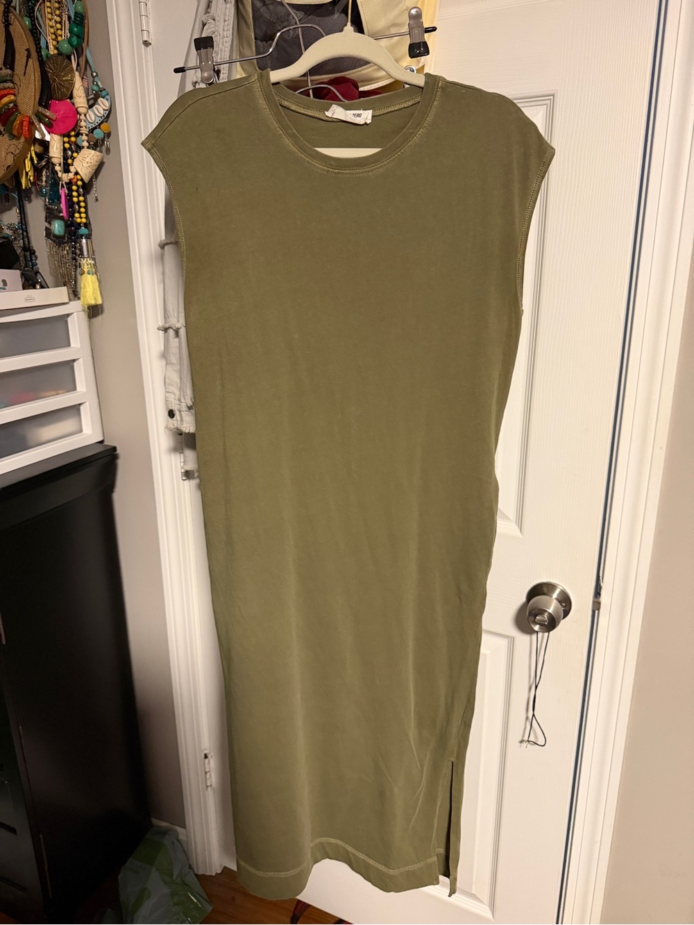 Double Zero Olive Green Sleeveless Midi Dress